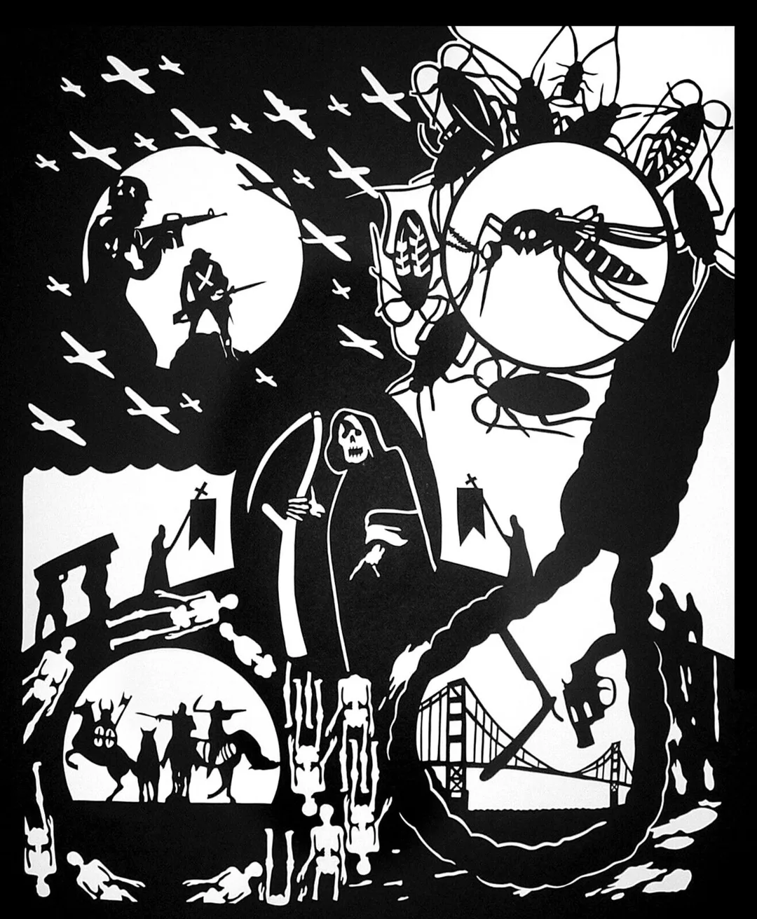 Image study of the 4 Horsemen of the Apocalypse originally done in a traditional cut-paper format